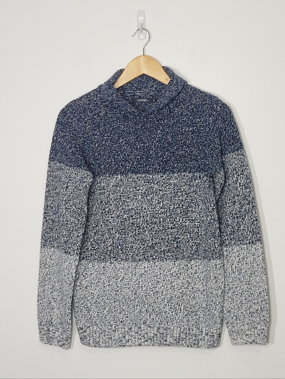 George NEW Blue Marble White Boys Kids Knit Sweater Size XLarge 14-16 NWT